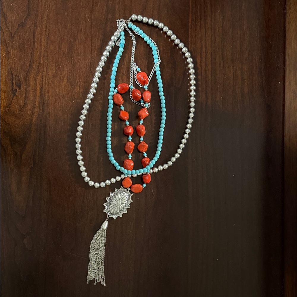 Elegant Silver and Turquoise Necklace Set